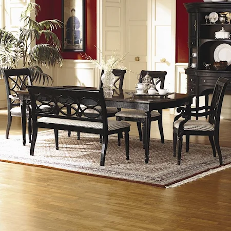 6-Piece Chesapeake Leg Table & Formal Seating Group with a Bench